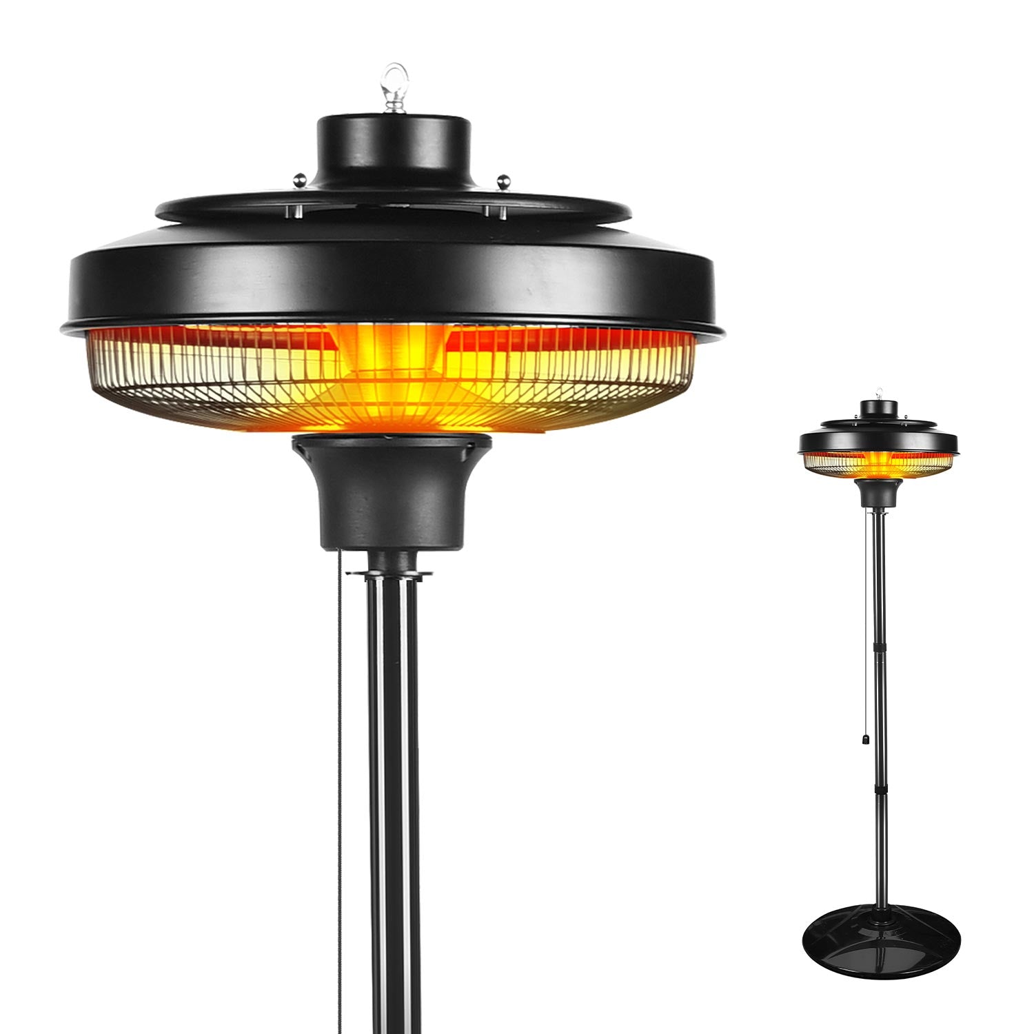 Electric Heater, Patio Heater Stand for Outdoors with 3 Heat Settings, Floor-Standing Design, and Remote Control