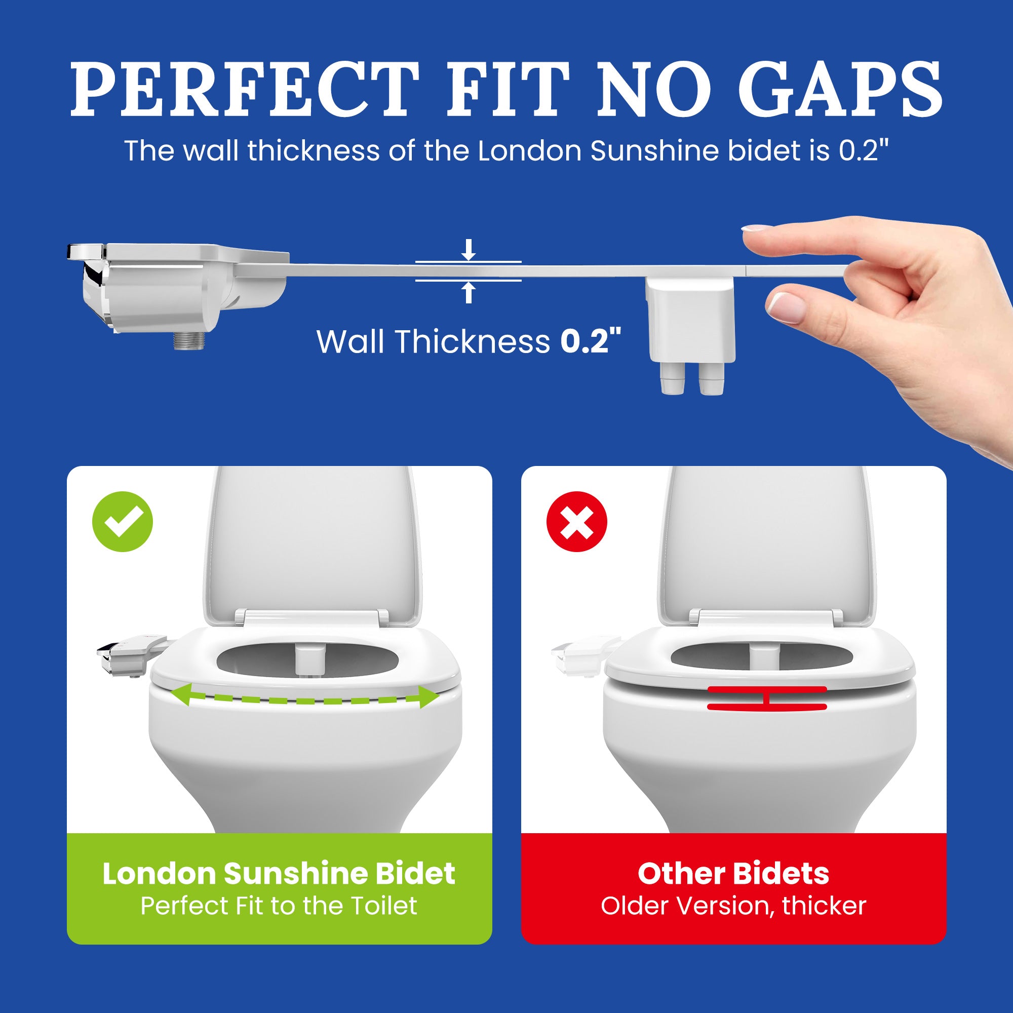 Ultra-Slim Dual-Nozzle Bidet Attachment - Adjustable Cold Water Pressure, Stainless Steel, Hygiene Upgrade,Non-Electric Bidet, (Silver)