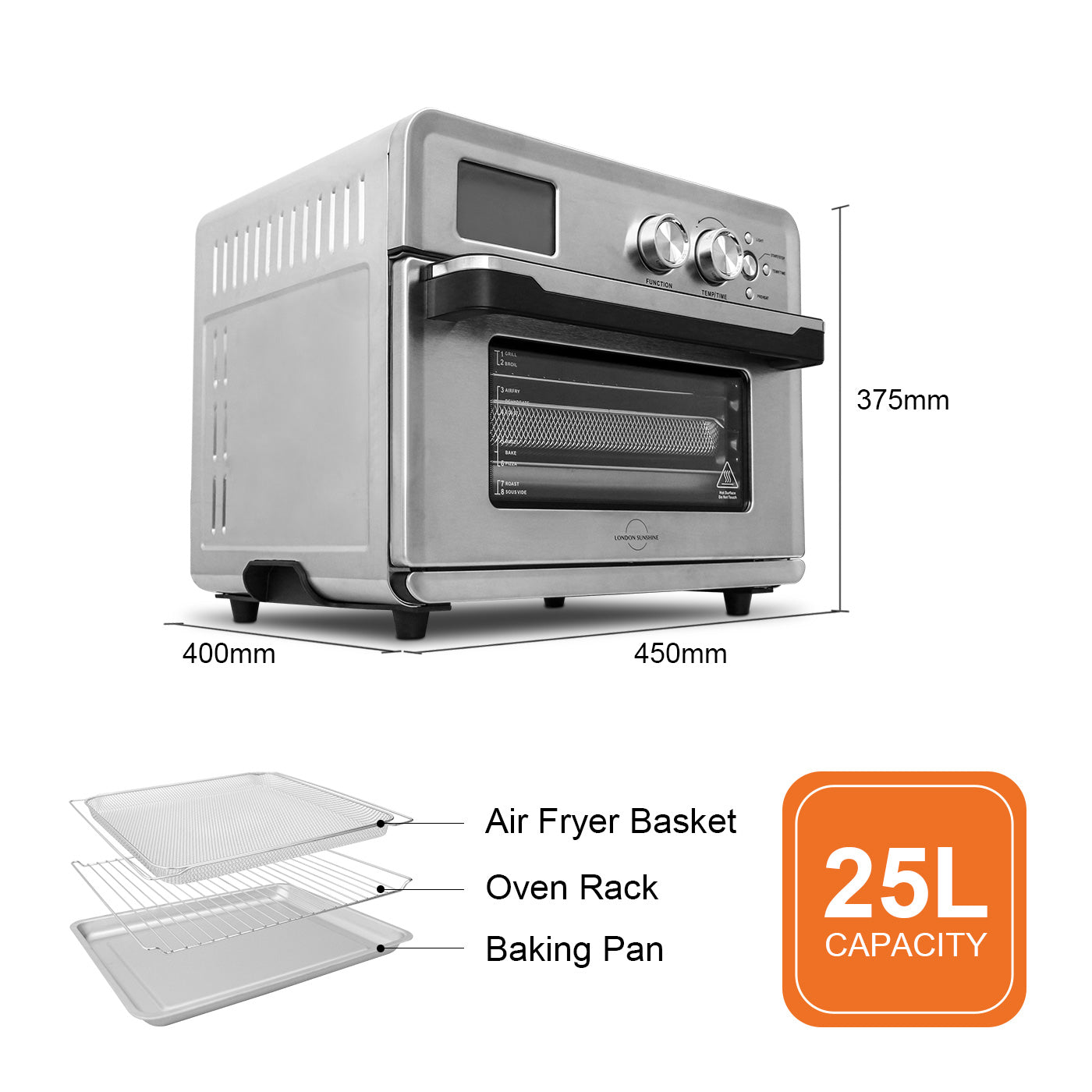 London Sunshine LCD Digital Display Air Fryer Convection Oven