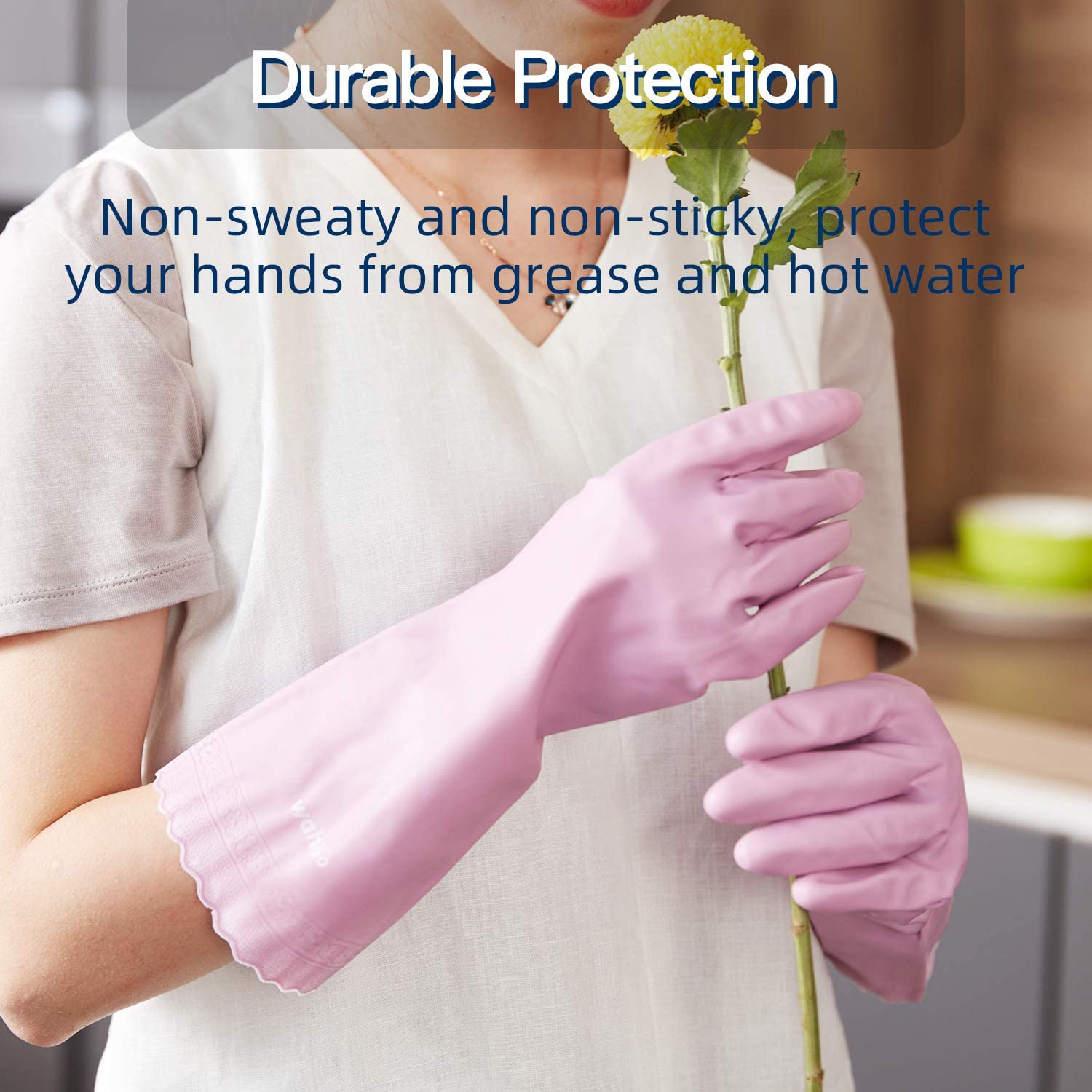 LANON Non-Slip Dishwashing Gloves - 3 pairs