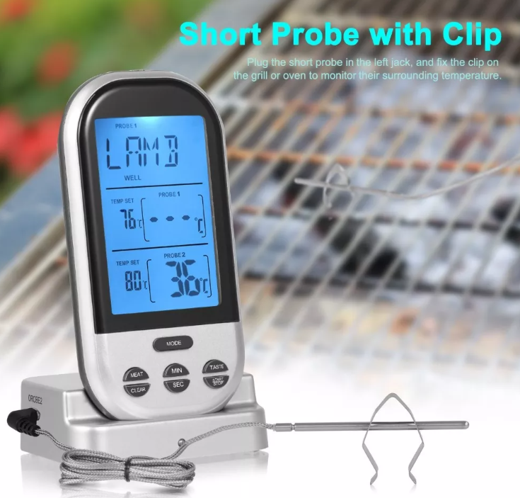 Digital Meat Thermometer With Dual Probes -Black